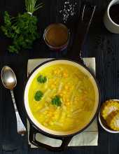 Bardzo ta zupa z fasolki szparagowej (tej) i kukurydzy (te tej)
